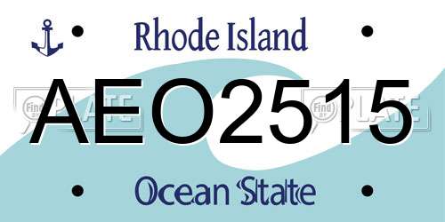 AEO2515 Rhode Island License Plate