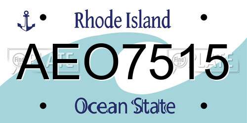 AEO7515 Rhode Island License Plate