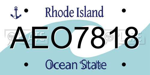 AEO7818 Rhode Island License Plate