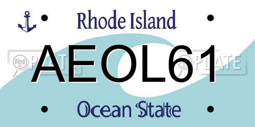 AEOL61 Rhode Island License Plate