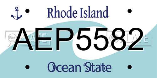 AEP5582 Rhode Island License Plate