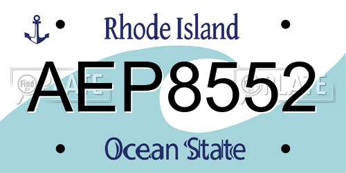 AEP8552 Rhode Island License Plate
