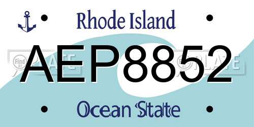 AEP8852 Rhode Island License Plate