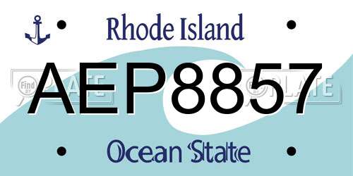 AEP8857 Rhode Island License Plate