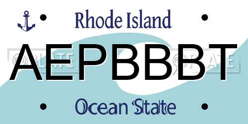 AEPBBBT Rhode Island License Plate