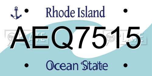 AEQ7515 Rhode Island License Plate