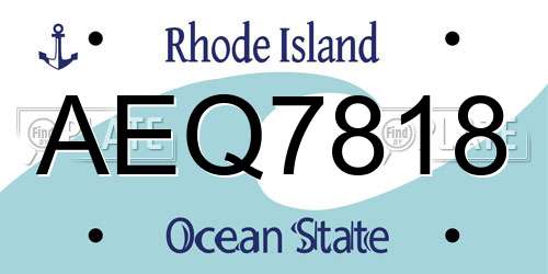 AEQ7818 Rhode Island License Plate