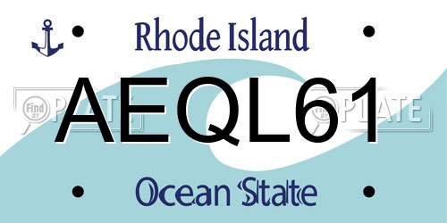 AEQL61 Rhode Island License Plate