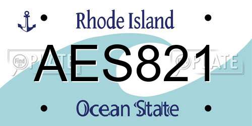 AES821 Rhode Island License Plate
