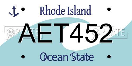 AET452 Rhode Island License Plate