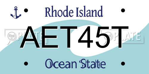 AET45T Rhode Island License Plate