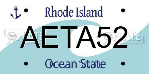 AETA52 Rhode Island License Plate