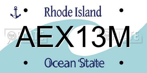 AEX13M Rhode Island License Plate