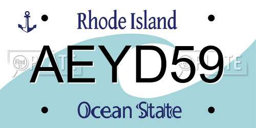 AEYD59 Rhode Island License Plate
