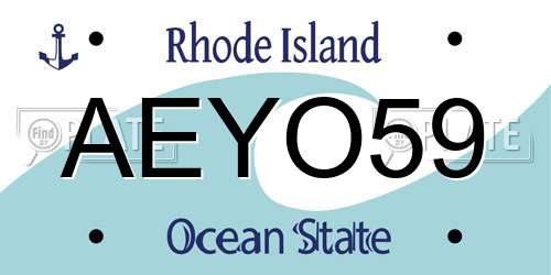 AEYO59 Rhode Island License Plate