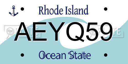 AEYQ59 Rhode Island License Plate