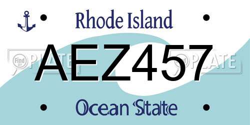 AEZ457 Rhode Island License Plate