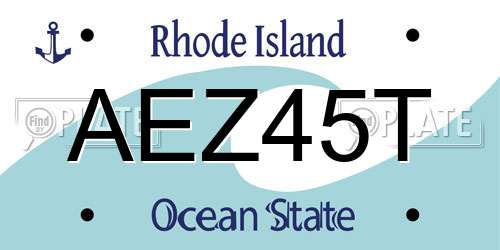AEZ45T Rhode Island License Plate