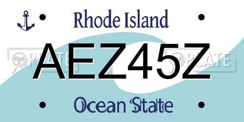 AEZ45Z Rhode Island License Plate