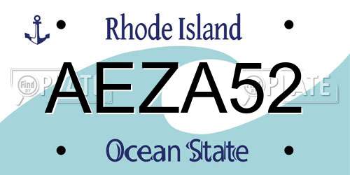 AEZA52 Rhode Island License Plate
