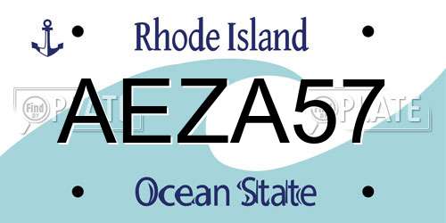 AEZA57 Rhode Island License Plate