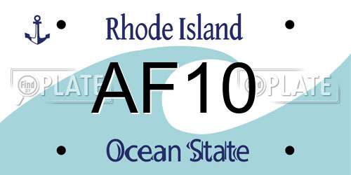 AF10 Rhode Island License Plate