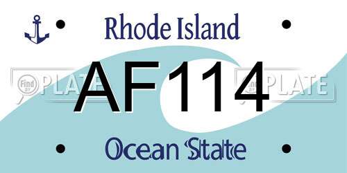 AF114 Rhode Island License Plate