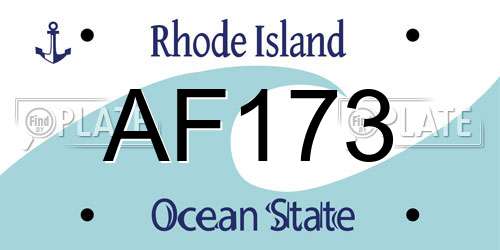 AF173 Rhode Island License Plate