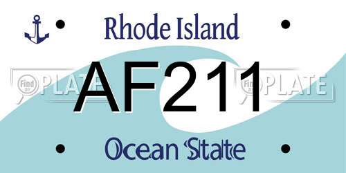AF211 Rhode Island License Plate