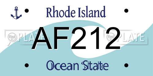 AF212 Rhode Island License Plate
