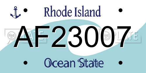 AF23007 Rhode Island License Plate
