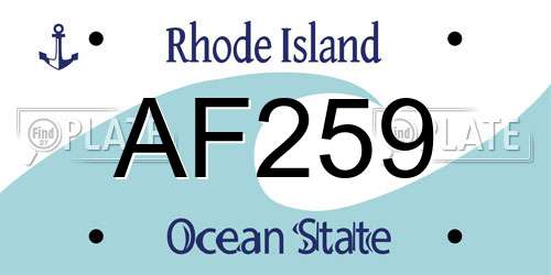 AF259 Rhode Island License Plate