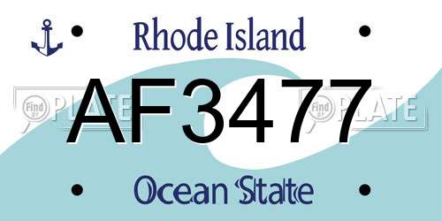AF3477 Rhode Island License Plate