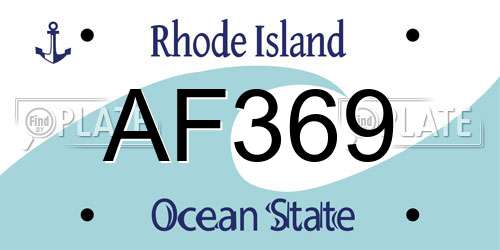 AF369 Rhode Island License Plate