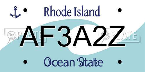 AF3A2Z Rhode Island License Plate
