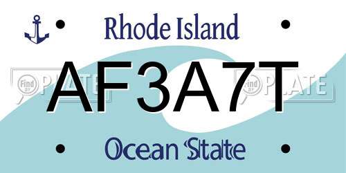 AF3A7T Rhode Island License Plate