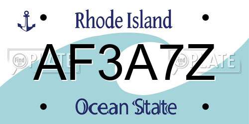 AF3A7Z Rhode Island License Plate