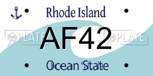 AF42 Rhode Island License Plate
