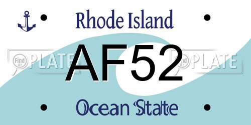 AF52 Rhode Island License Plate