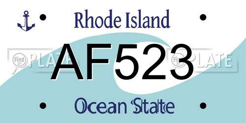 AF523 Rhode Island License Plate