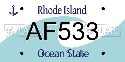 AF533 Rhode Island License Plate