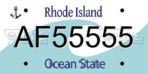 AF55555 Rhode Island License Plate