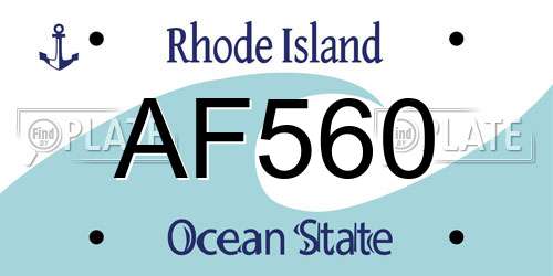 AF560 Rhode Island License Plate