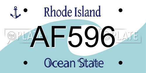 AF596 Rhode Island License Plate