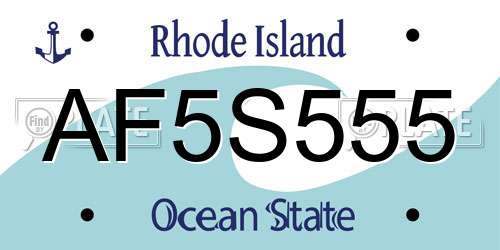AF5S555 Rhode Island License Plate