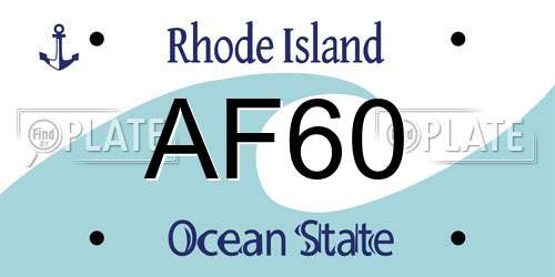 AF60 Rhode Island License Plate