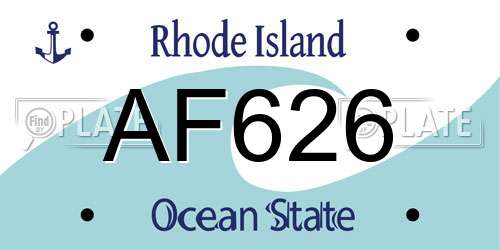 AF626 Rhode Island License Plate