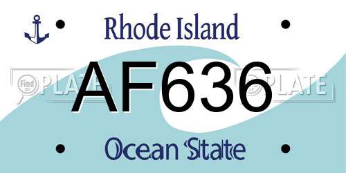 AF636 Rhode Island License Plate