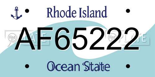 AF65222 Rhode Island License Plate