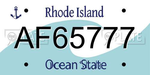 AF65777 Rhode Island License Plate